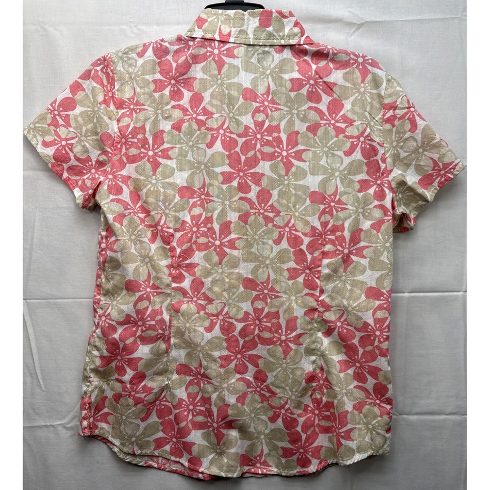 Lemon Grass Studio Pink Hawaiian Short Sleeve Button Down Shirt Petite M NWT - Picture 5 of 5